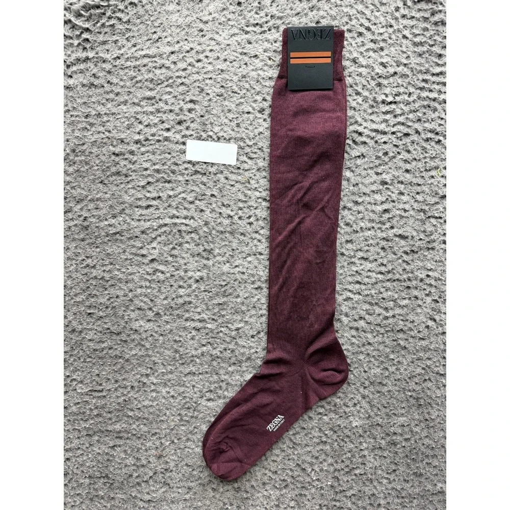 NWT Ermenegildo Zegna Everyday Triple X Knee Sock Burgundy One Size Unisex